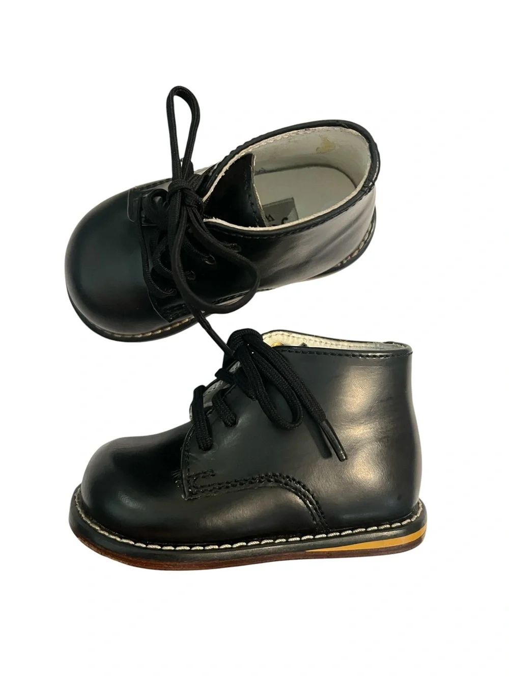 Josmo Walker Unisex Black Leather Baby Walking Shoes - Size 3.5